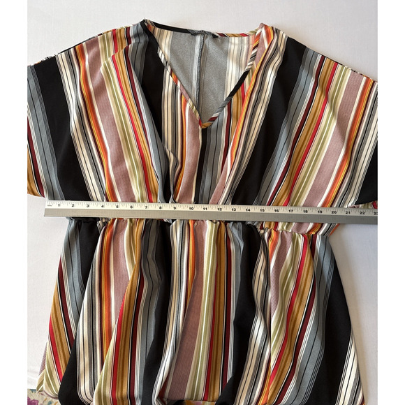 Bloomchic Plus Size Women's 22/24 Retro Stripe V Neck Peplum Asymmetric Tunic - Picture 9 of 11